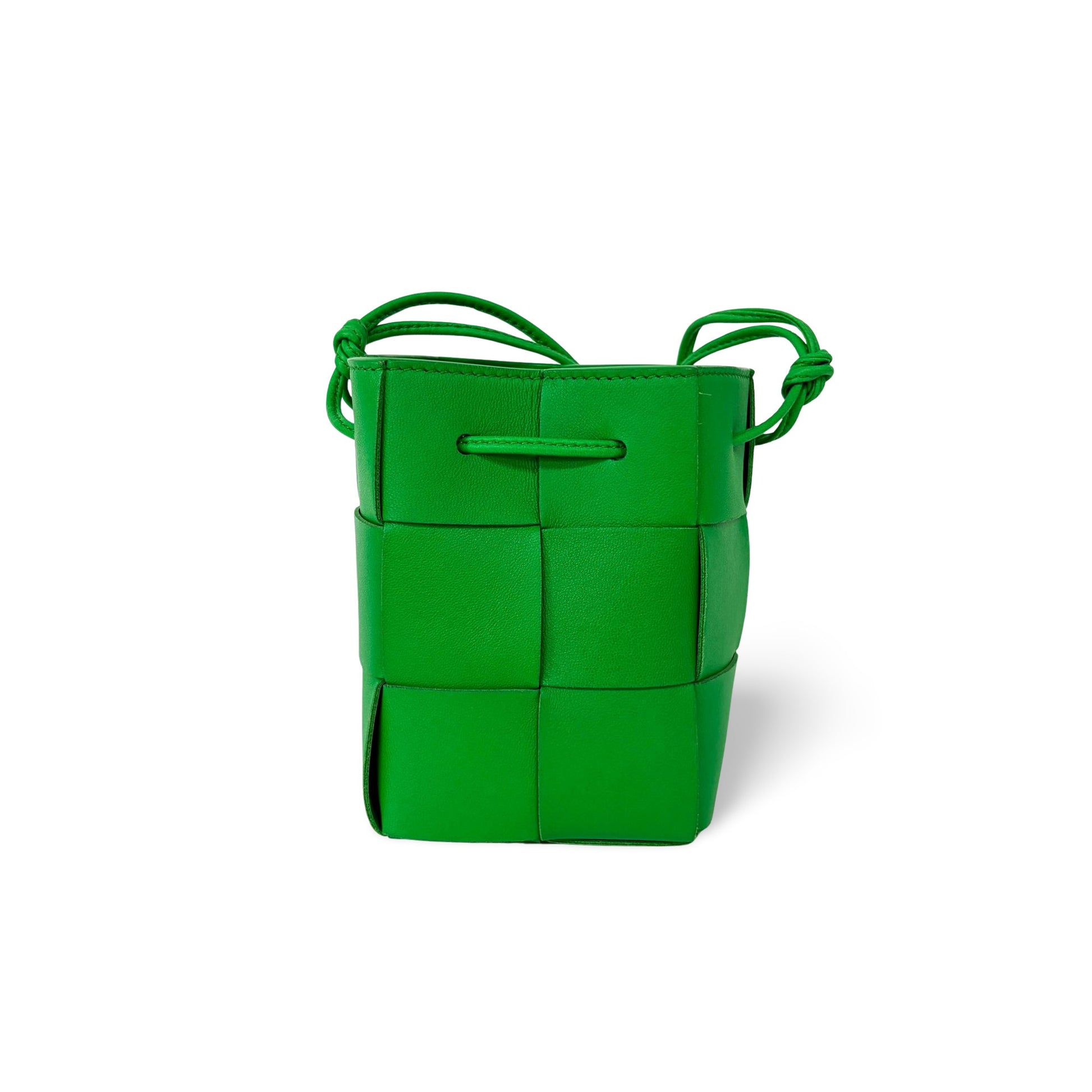 Bottega Veneta Cassette Bucket Bag Maxi Intrecciato Leather with Beaded Details, Green, Leather, Handbag
