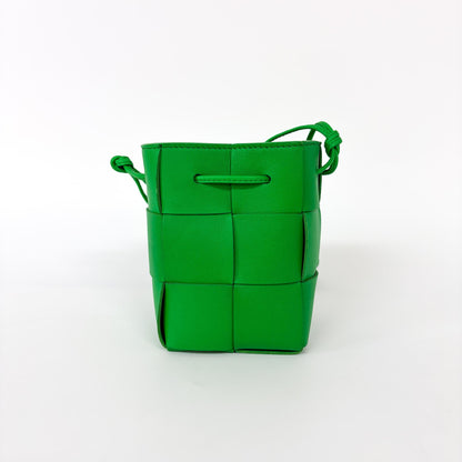 Bottega Veneta Cassette Bucket Bag Maxi Intrecciato Leather with Beaded Details, Green, Leather, Handbag
