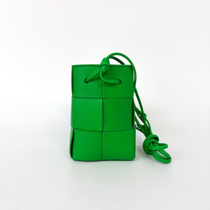 Bottega Veneta Cassette Bucket Bag Maxi Intrecciato Leather with Beaded Details, Green, Leather, Handbag