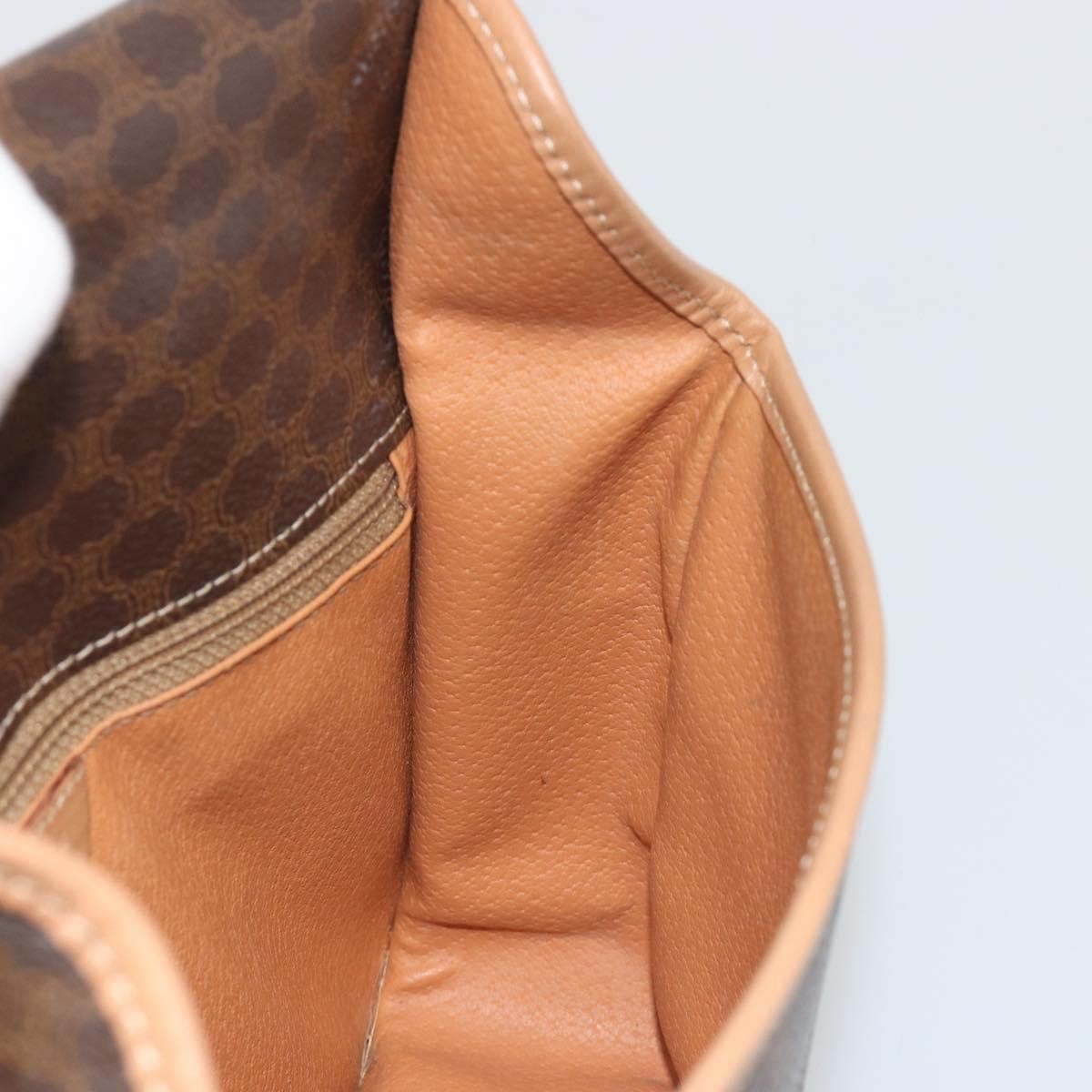 Celine Vintage Macadam Circle Logo Canvas and Leather, Brown, Canvas, Shoulder Bag