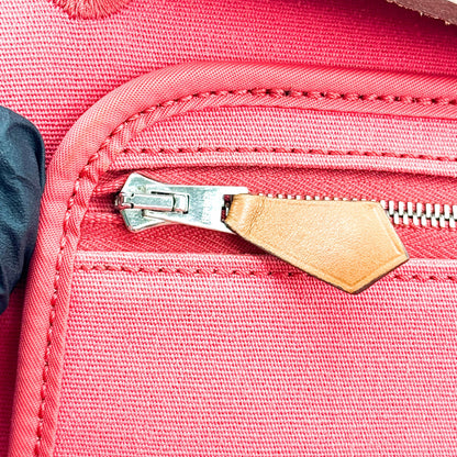 Hermes Herbag Toile and Leather, Pink, Canvas, Handbag