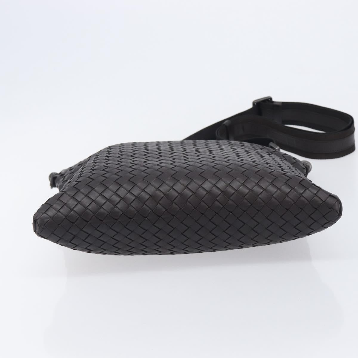 Bottega Veneta Flat Messenger Intrecciato Nappa, Black, Leather, Handbag