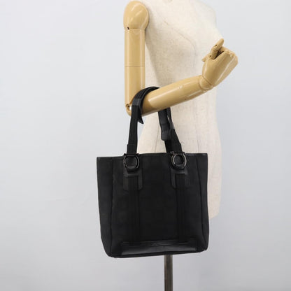 Salvatore Ferragamo Gancini Top Handle Canvas, Black, Canvas, Handbag