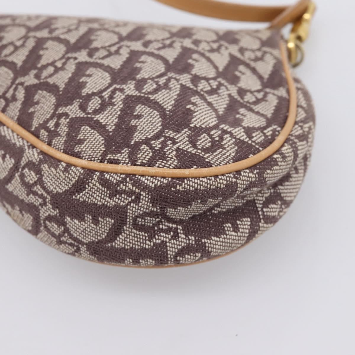 Christian Dior Vintage Saddle Bag Canvas, Brown, Canvas, Clutch