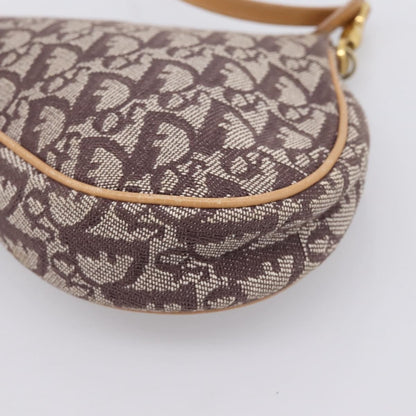 Christian Dior Vintage Saddle Bag Canvas, Brown, Canvas, Clutch