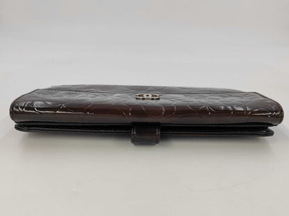 Chanel Camellia Flap Organizer Camellia Lambskin, Brown, Leather, Wallet