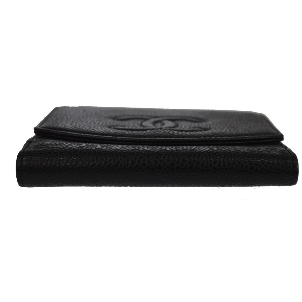Chanel Vintage Timeless Bifold Caviar, Black, Leather, Wallet