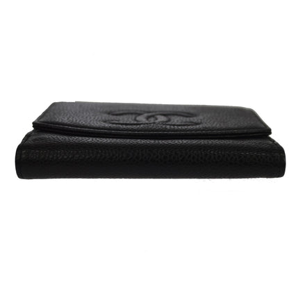 Chanel Vintage Timeless Bifold Caviar, Black, Leather, Wallet