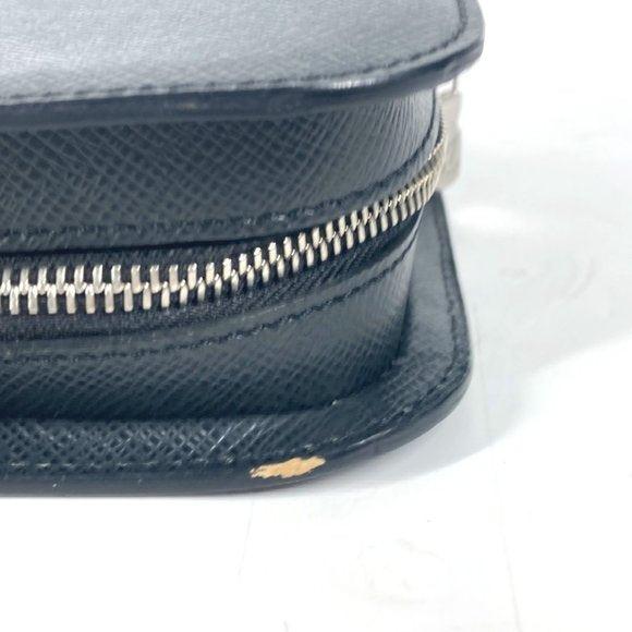 Louis Vuitton Zip Coin Purse Taiga Leather, BLACK, LEATHER, Wallets