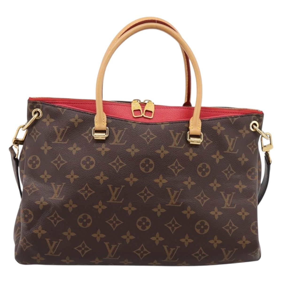 Louis Vuitton Pallas Monogram Canvas with Leather, Brown, Canvas, Tote Bag