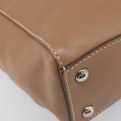 Prada Covered Strap Open City Calfskin, Beige, Leather, Tote Bag