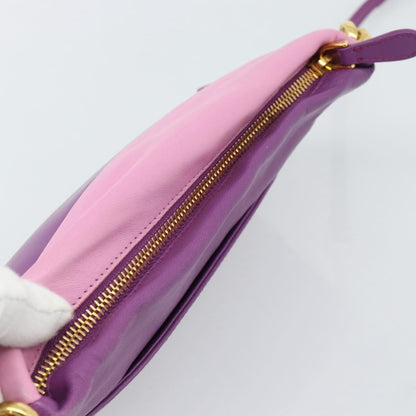Prada Fold Over Chain Flap Soft Calf, Purple, Leather, Handbag