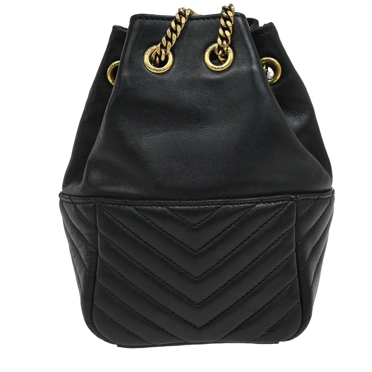 Saint Laurent Joe Bucket Matelasse Chevron Leather, Black, Leather, Handbag