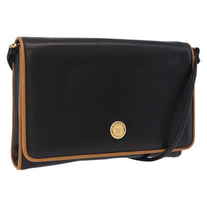 Celine Flap Shoulder Leather, Black, Leather, Shoulder Bag