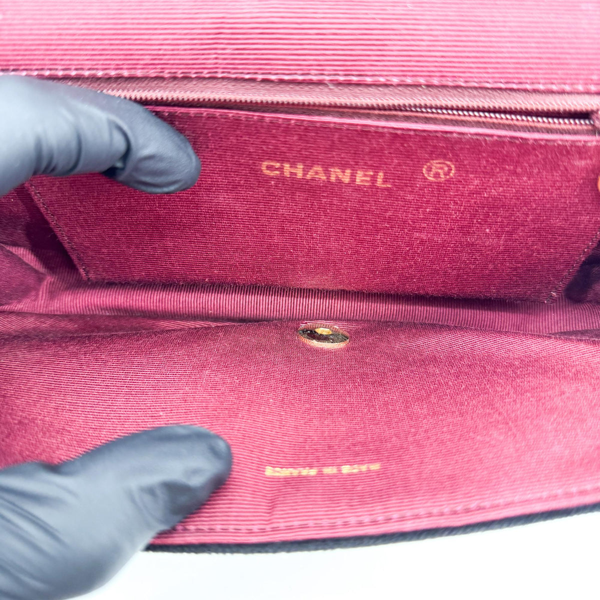 Chanel CC Half Moon Clutch Quilted Velvet, Black, Velvet, Clutch