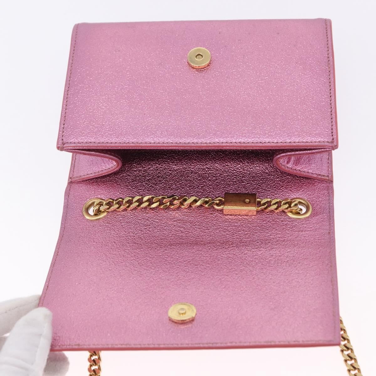 Saint Laurent Classic Monogram Metallic Leather, Pink, Leather, Crossbody Bag