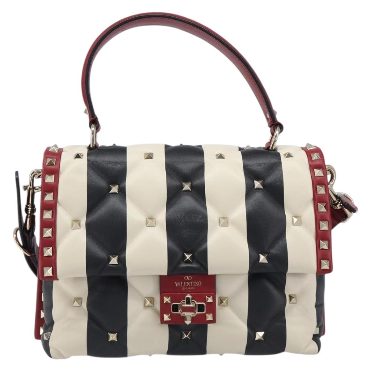 Valentino Garavani Candystud Top Handle Leather, Red, Leather, Handbag