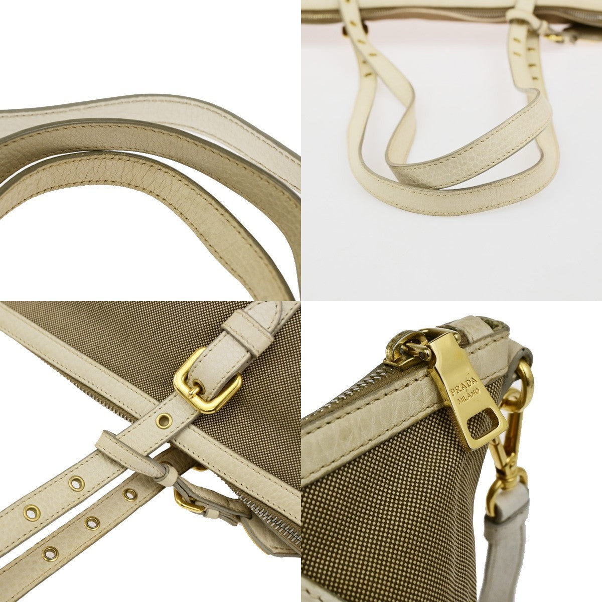 Prada Logo Convertible Shopper Canvas, Brown, Canvas, Tote Bag