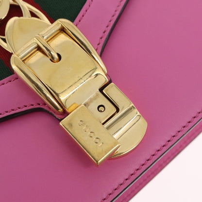 Gucci Sylvie Chain Leather, Pink, Leather, Shoulder Bag
