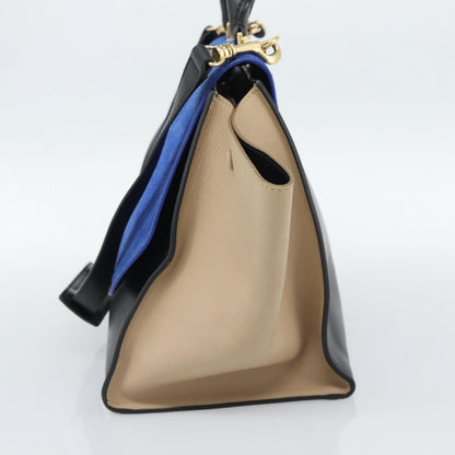 Celine Trapeze Leather with Suede, Blue, Leather, Handbag