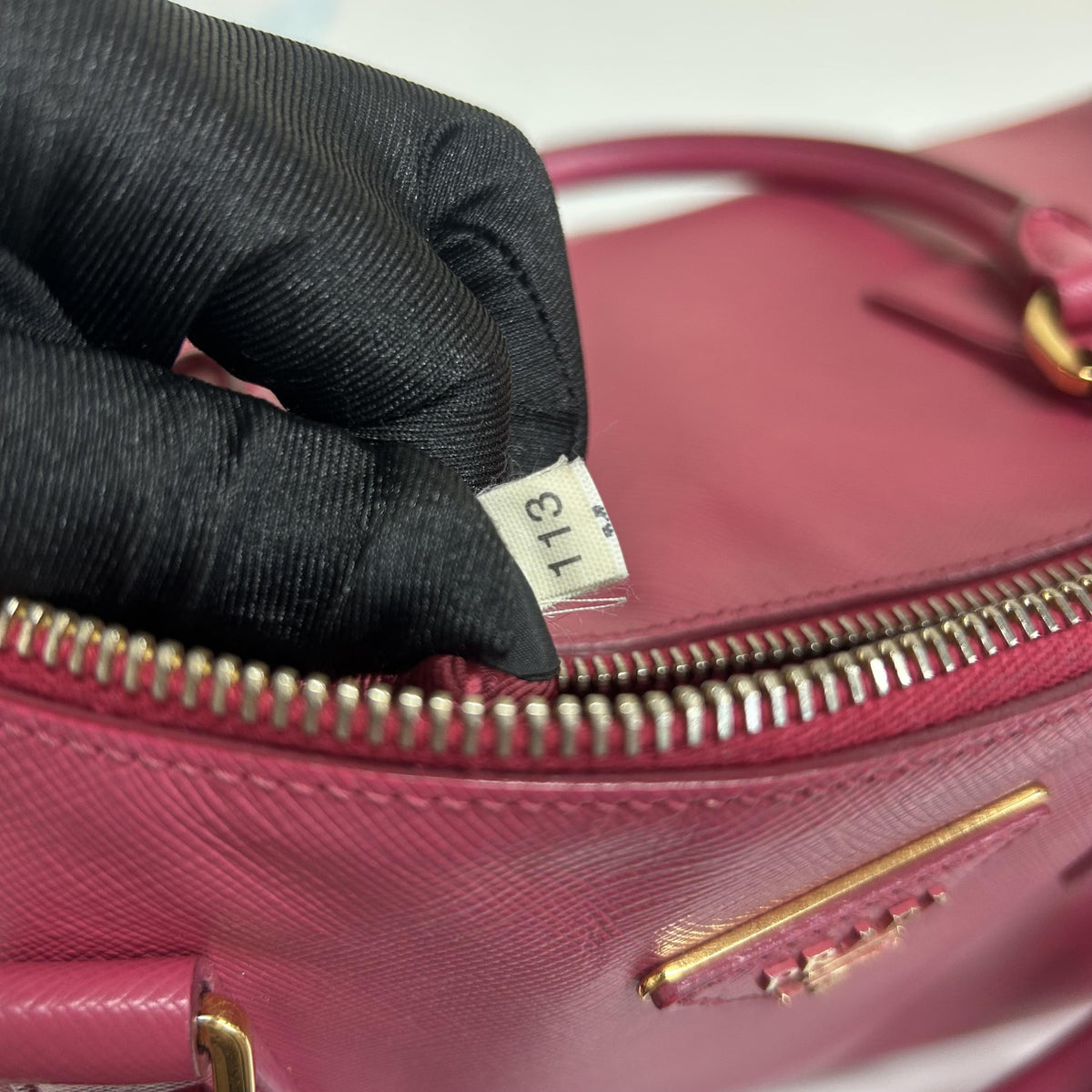 Prada Bowler Perforated Saffiano Leather, Pink, Leather, Handbag