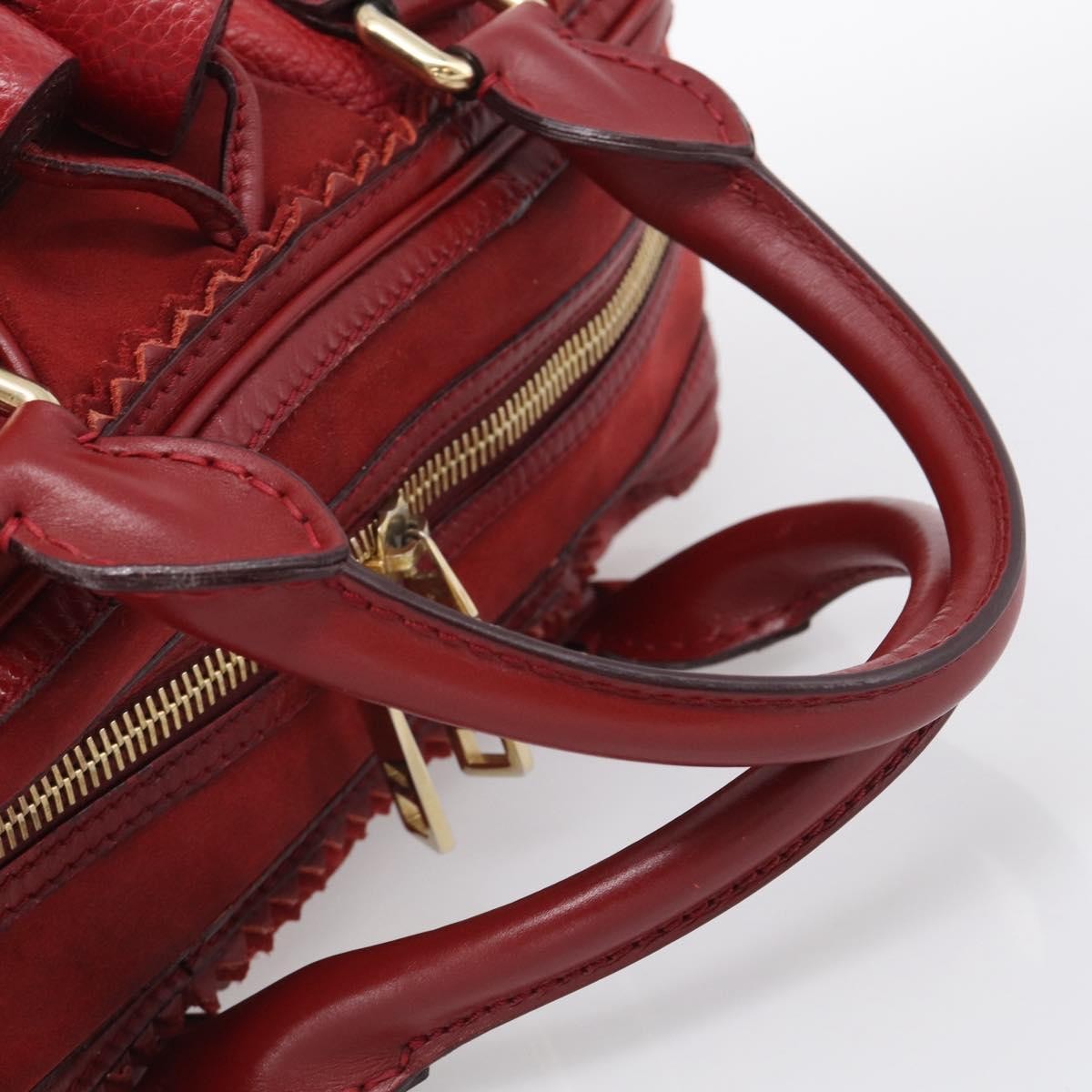 Burberry Hedwig Bowler Leather with Suede, Red, Leather, Handbag