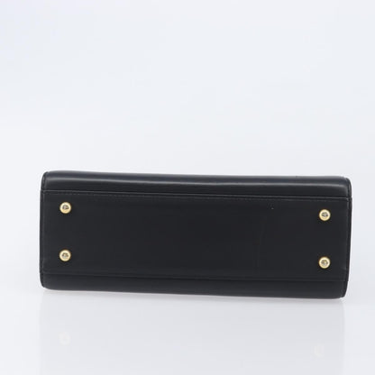 Valentino Garavani Top Handle Flap Leather, Black, Leather, Handbag