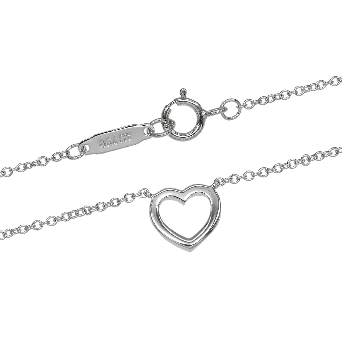 Tiffany & Co. Metro Open Heart Pendant 18K White Gold and Diamonds, Silver, White Gold, Necklace