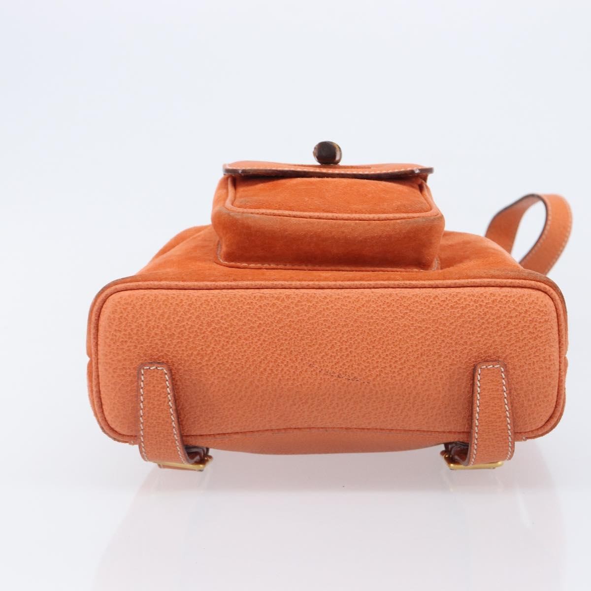 Gucci Vintage Bamboo Suede, Orange, Suede, Backpack