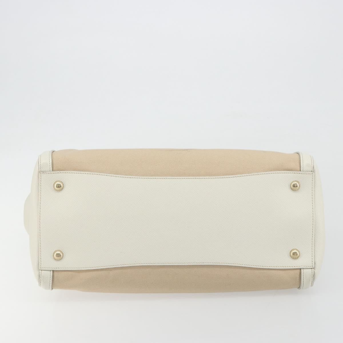 Prada Cuir Frame Convertible Canvas and Saffiano Leather, Beige, Canvas, Tote Bag