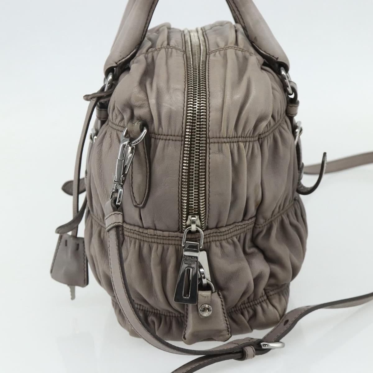 Prada Gaufre Convertible Satchel Nappa Leather, Gray, Leather, Handbag