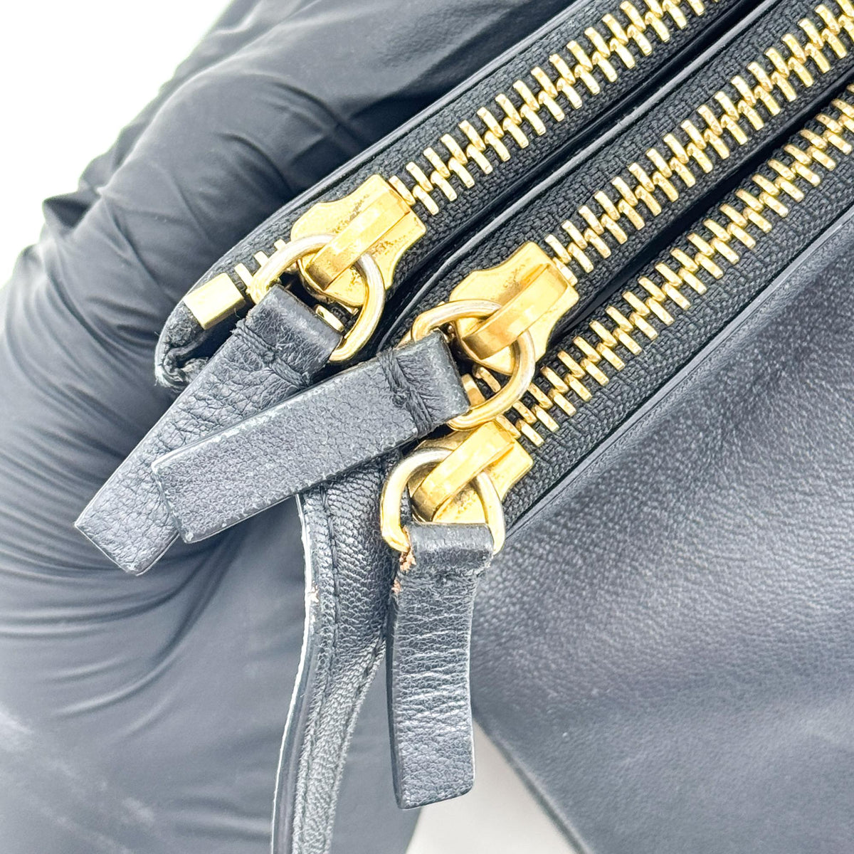 Celine Trio Leather, Black, Leather, Crossbody Bag