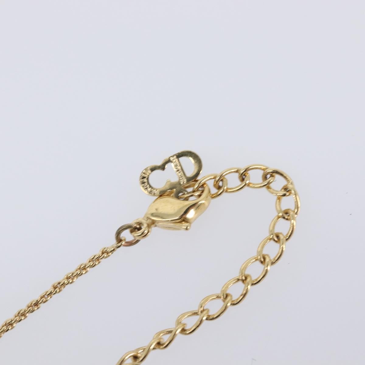 Christian Dior Logo Heart Pendant Metal with Crystal, Gold, Metal, Necklace