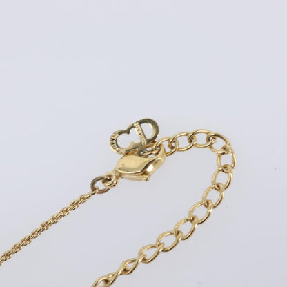 Christian Dior Logo Heart Pendant Metal with Crystal, Gold, Metal, Necklace