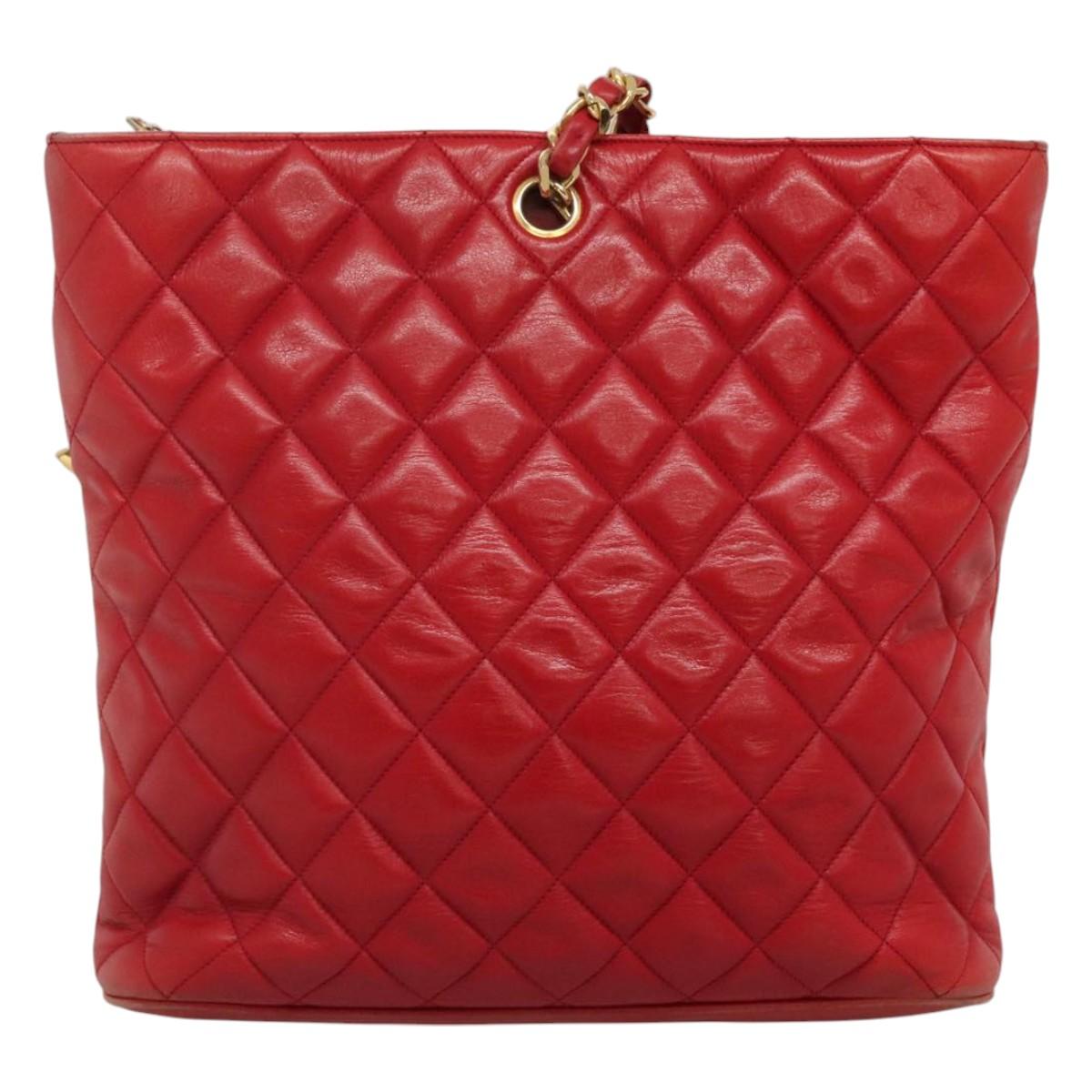 Chanel Chanel vintage cc chain leather, RED, LEATHER, Shoulder bag