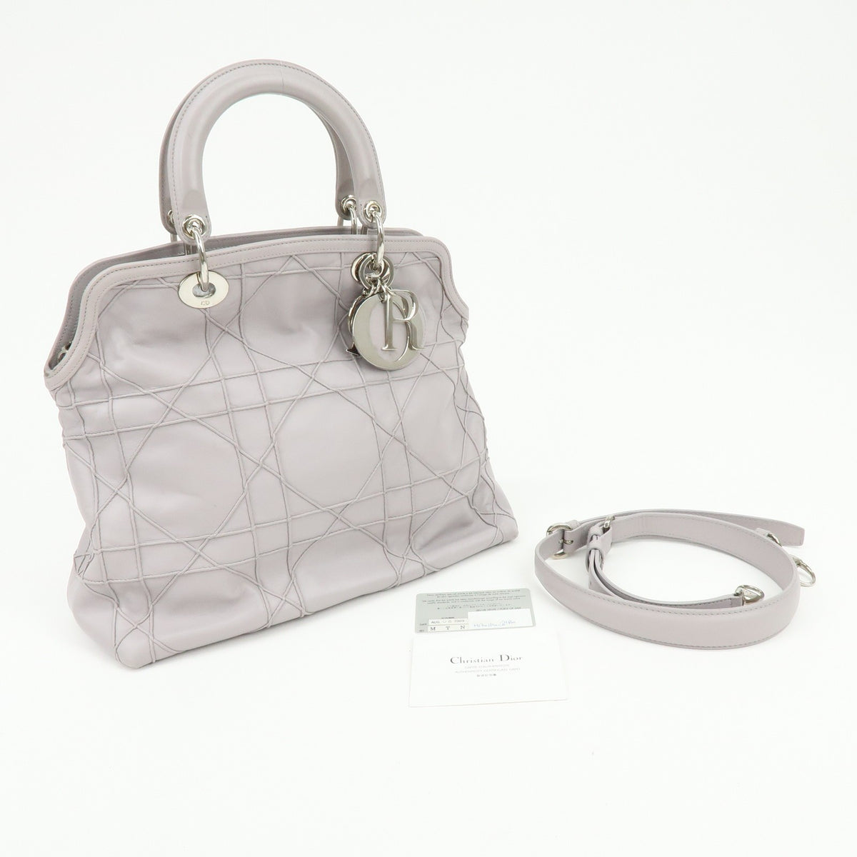 Christian Dior Granville Satchel Cannage Quilt Leather, Purple, Leather, Handbag