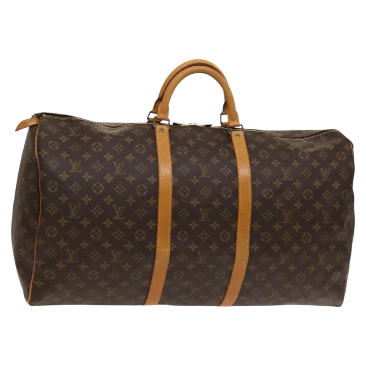 Louis Vuitton Keepall Bag Monogram Canvas, BROWN, CANVAS, Travel bag