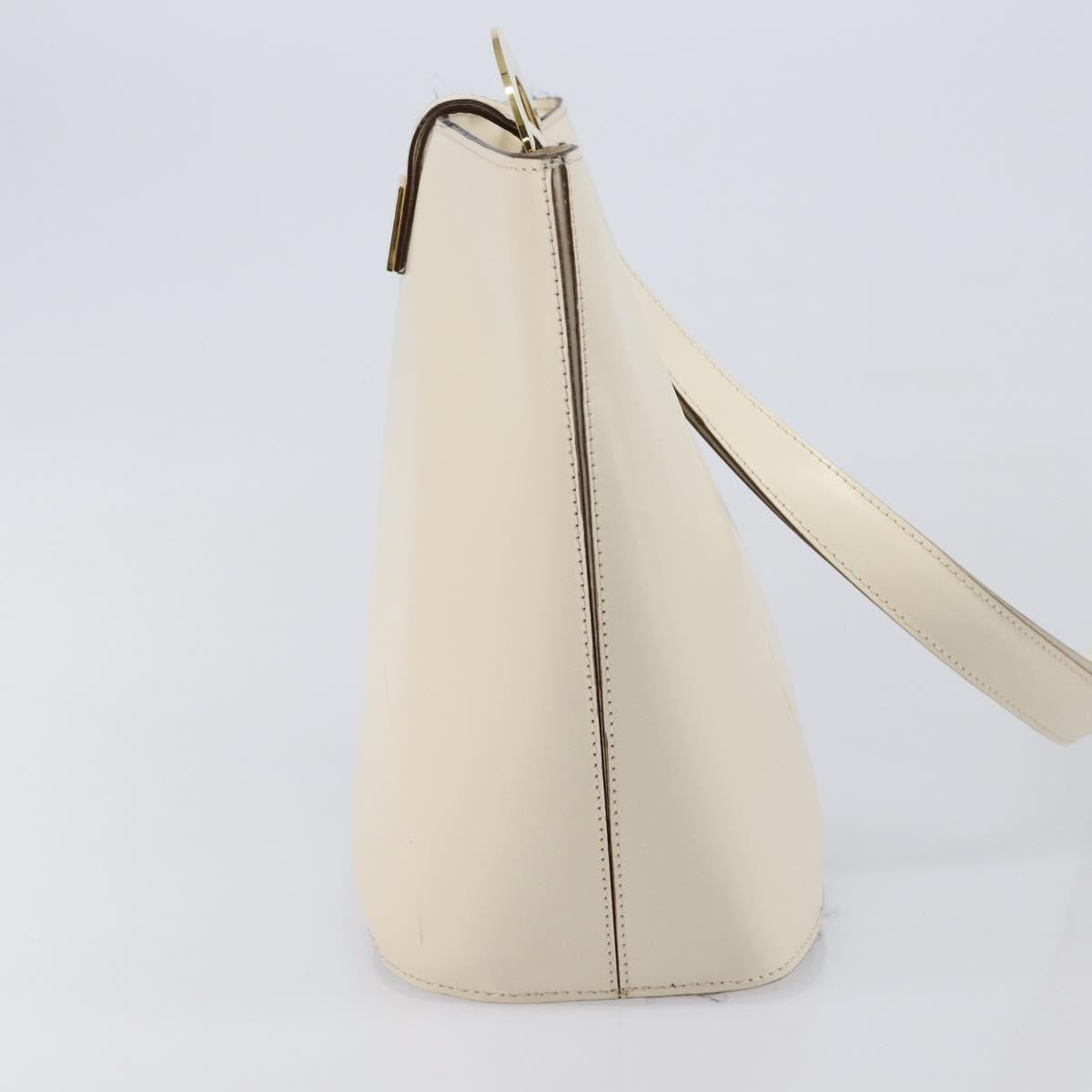 Celine Vintage Circle Logo Leather, White, Leather, Crossbody Bag