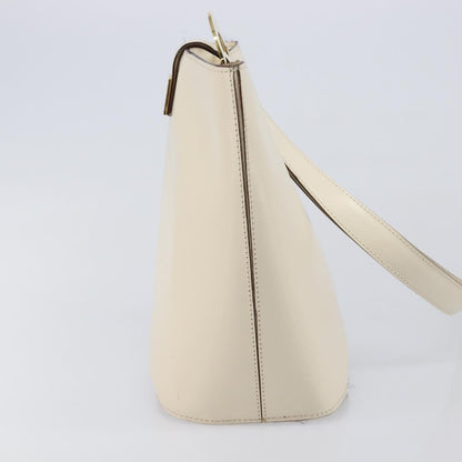 Celine Vintage Circle Logo Leather, White, Leather, Crossbody Bag