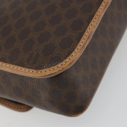 Celine Vintage Macadam Circle Logo Canvas and Leather, Brown, Canvas, Shoulder Bag