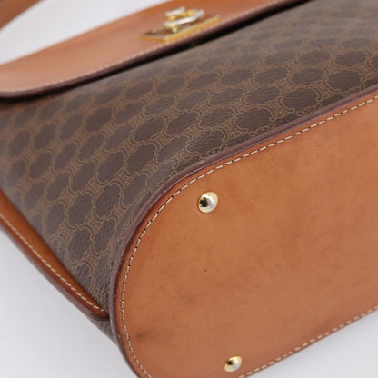 Celine Macadam Leather, Brown, Canvas, Shoulder Bag