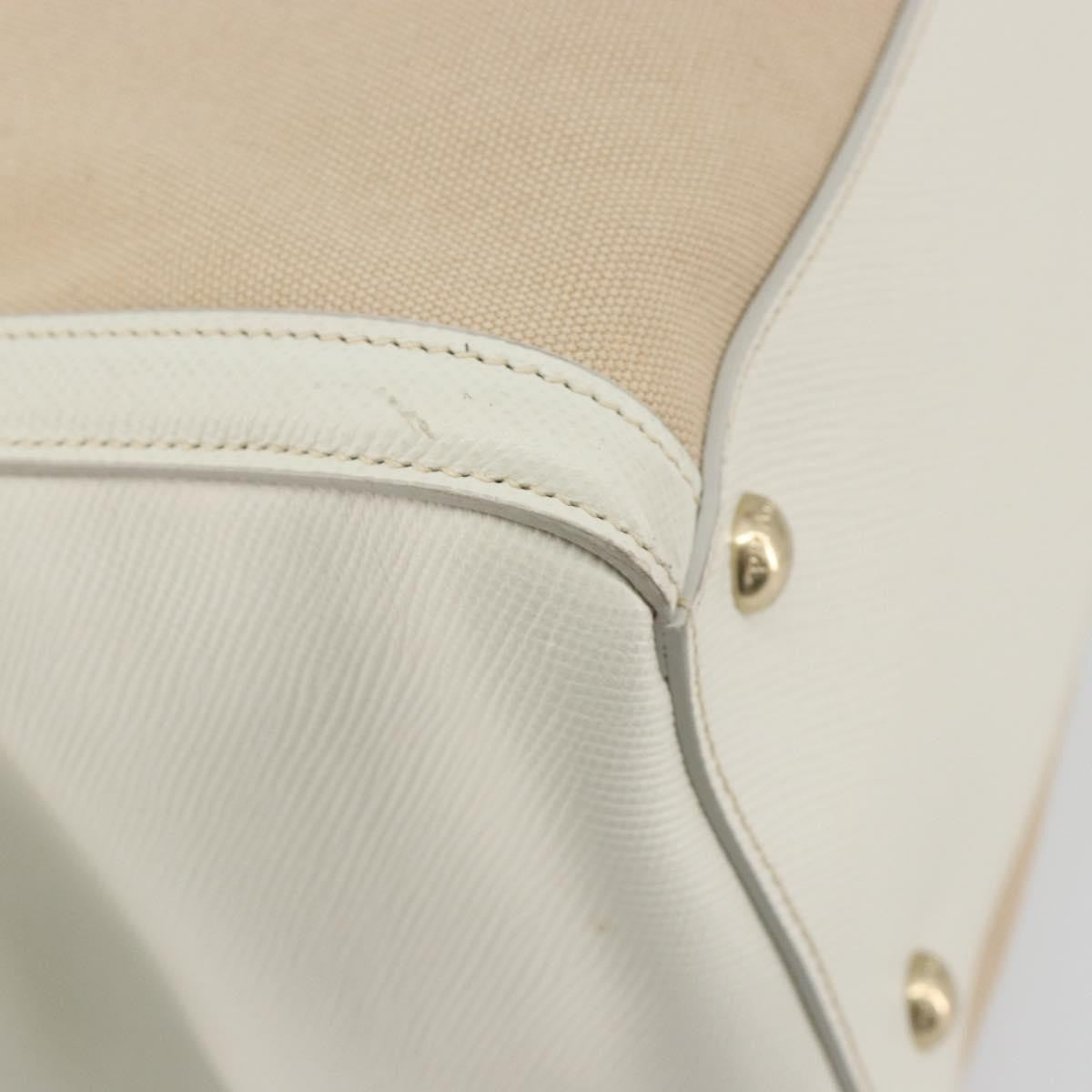Prada Cuir Frame Convertible Canvas and Saffiano Leather, Beige, Canvas, Tote Bag