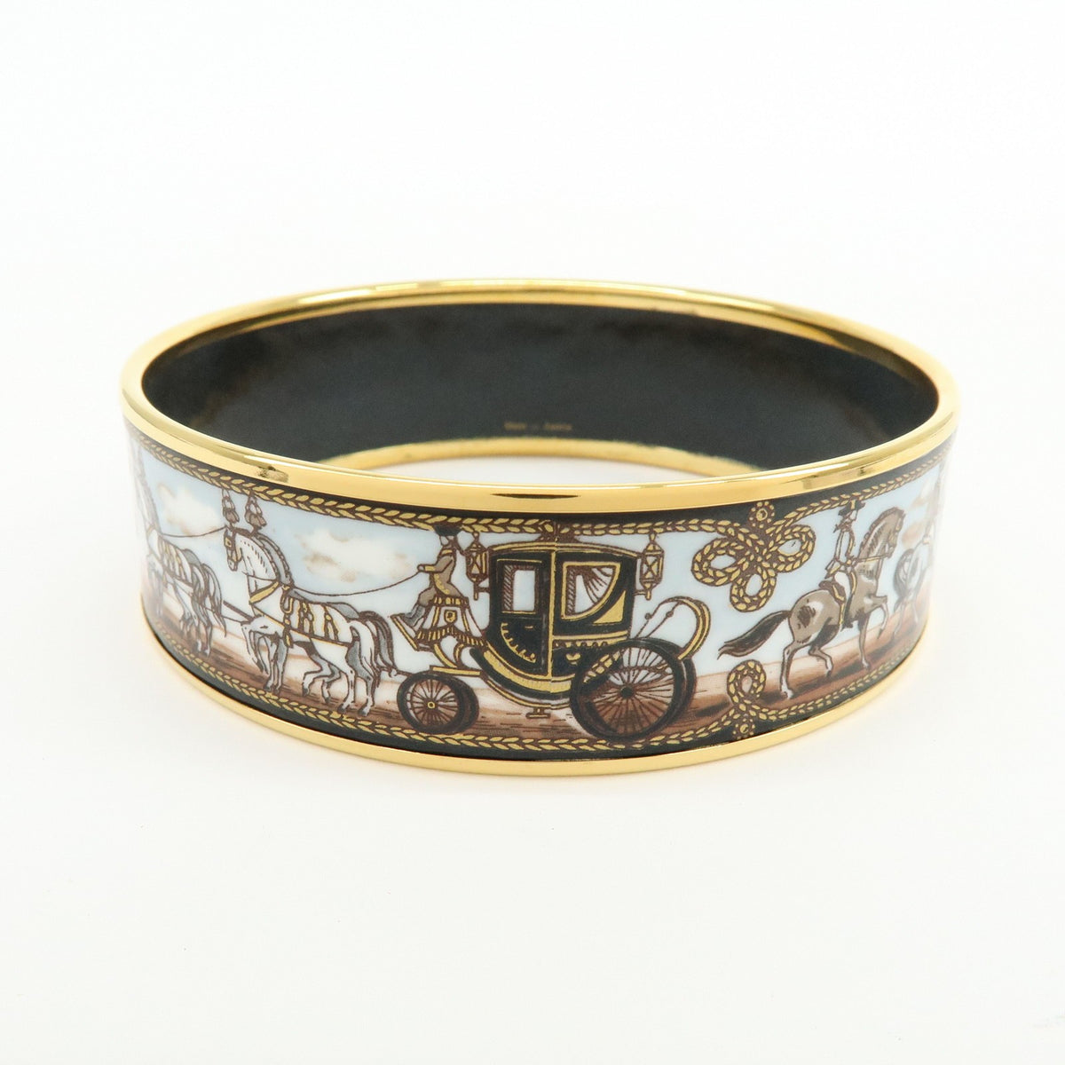 Hermes Caleche Bangle Enamel, Gold, Gold Plated, Bracelet