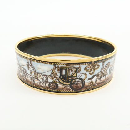 Hermes Caleche Bangle Enamel, Gold, Gold Plated, Bracelet
