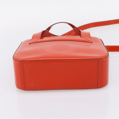 Celine Top Handle Leather, Orange, Leather, Handbag
