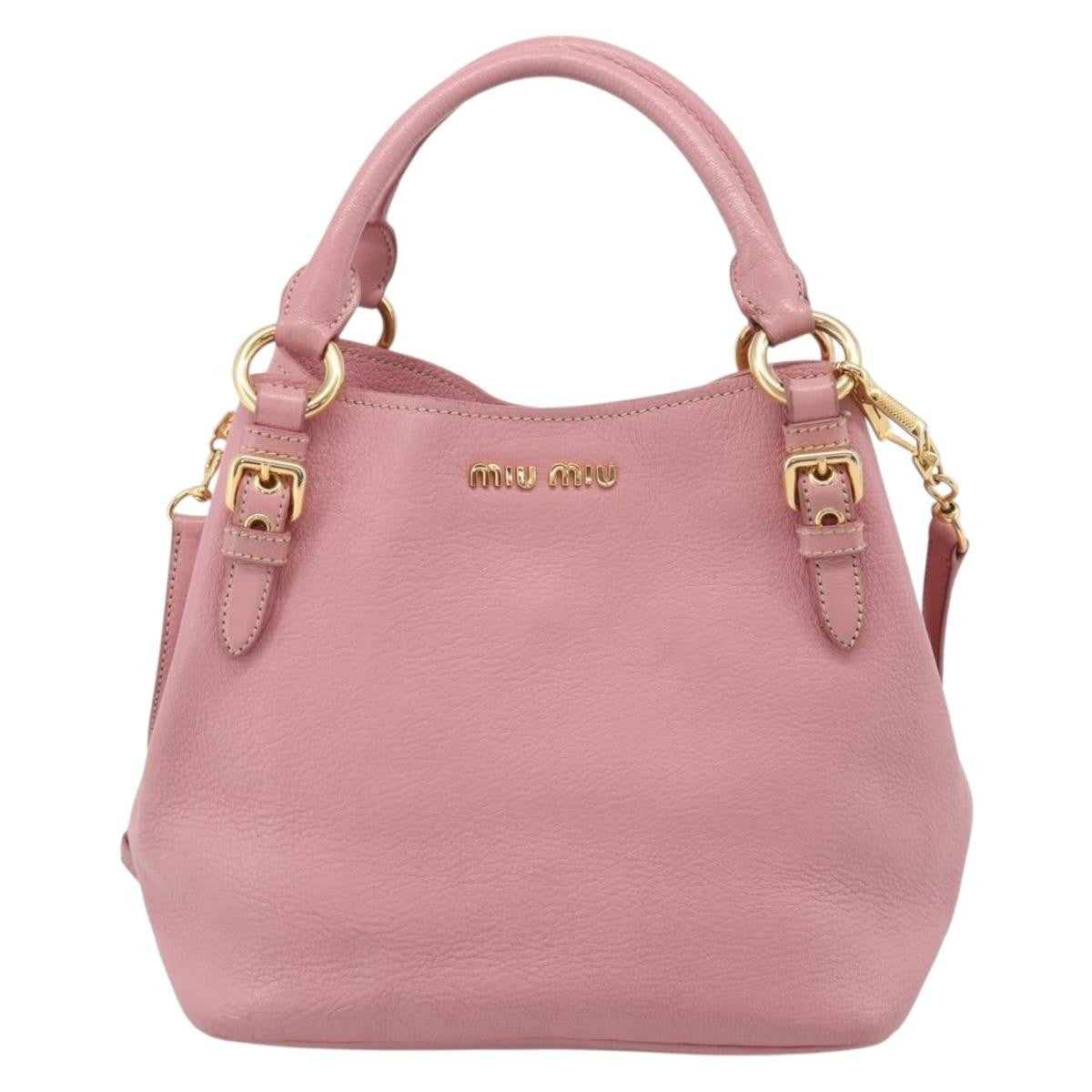 Miu Miu Madras Convertible Leather, Pink, Leather, Tote Bag