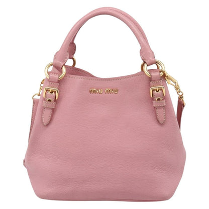 Miu Miu Madras Convertible Leather, Pink, Leather, Tote Bag