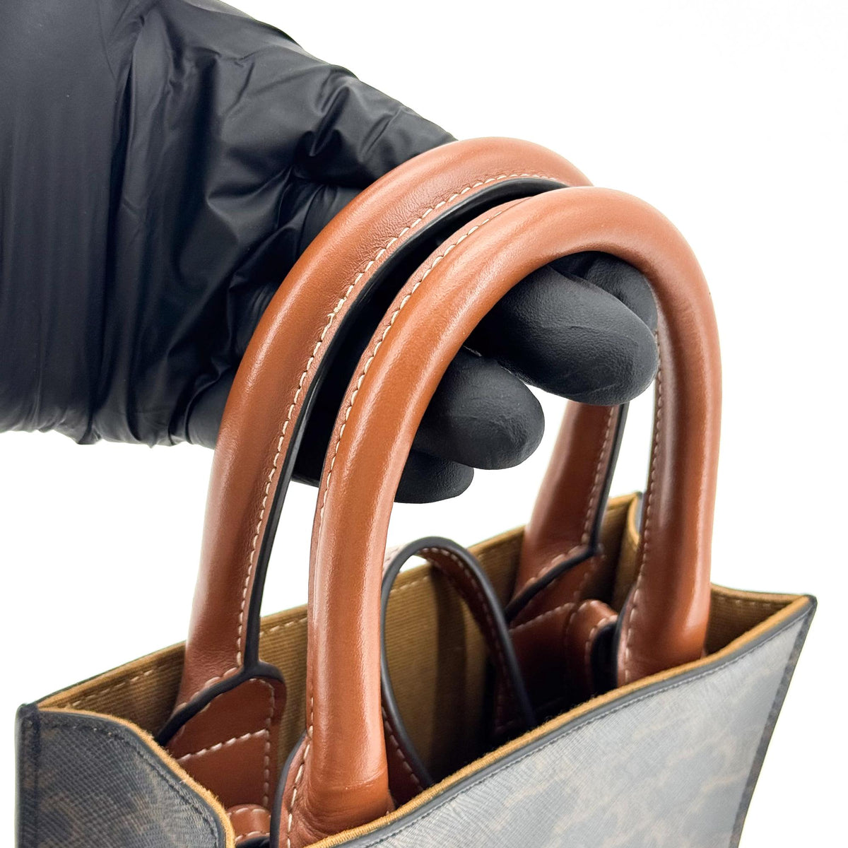 Celine Vertical Cabas Triomphe Coated Canvas, Brown, Canvas, Tote Bag