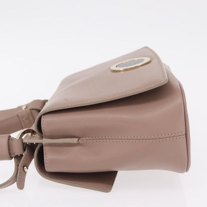 Bvlgari Signature Top Handle Leather, Beige, Leather, Handbag