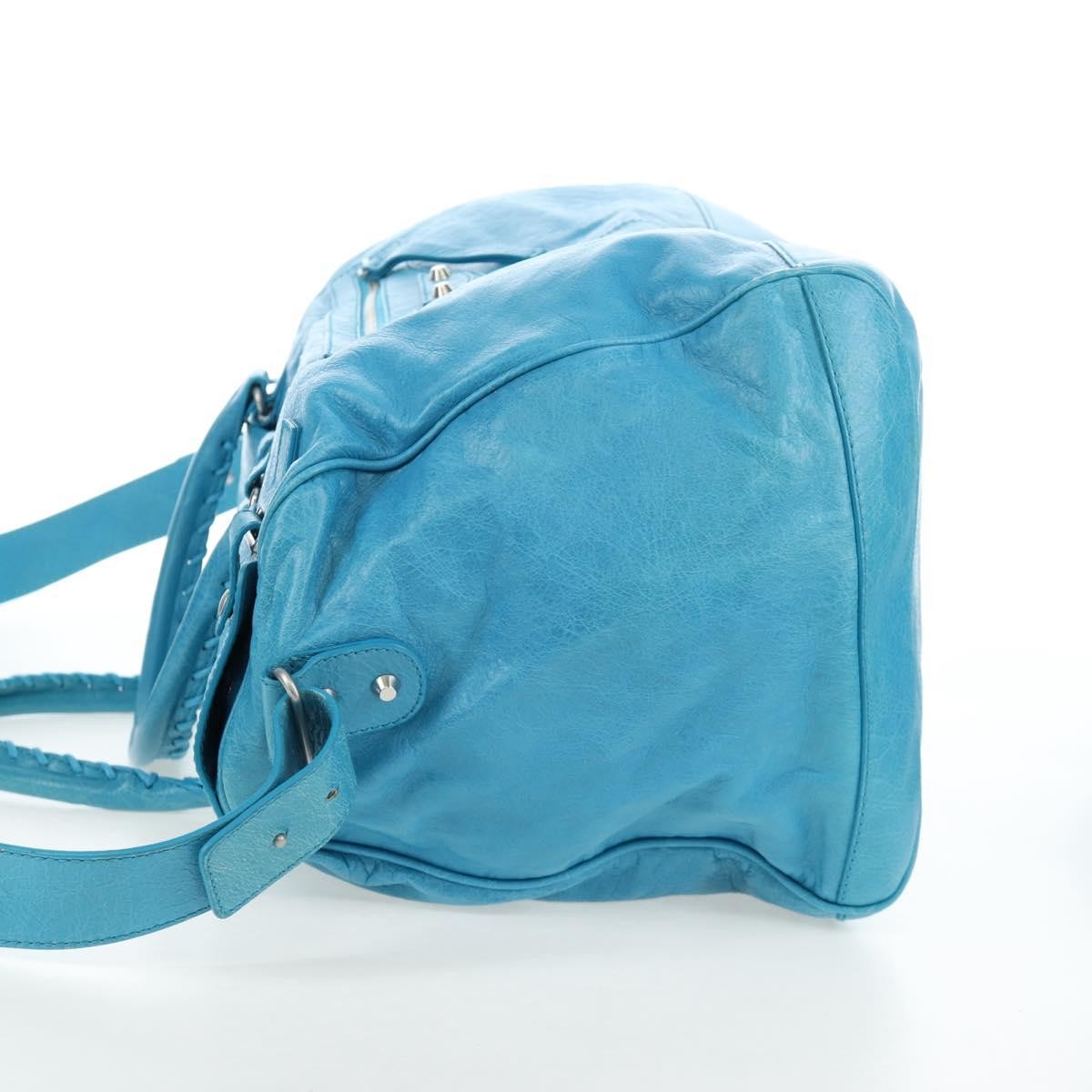 Balenciaga Squash Duffle Leather, Blue, Leather, Handbag